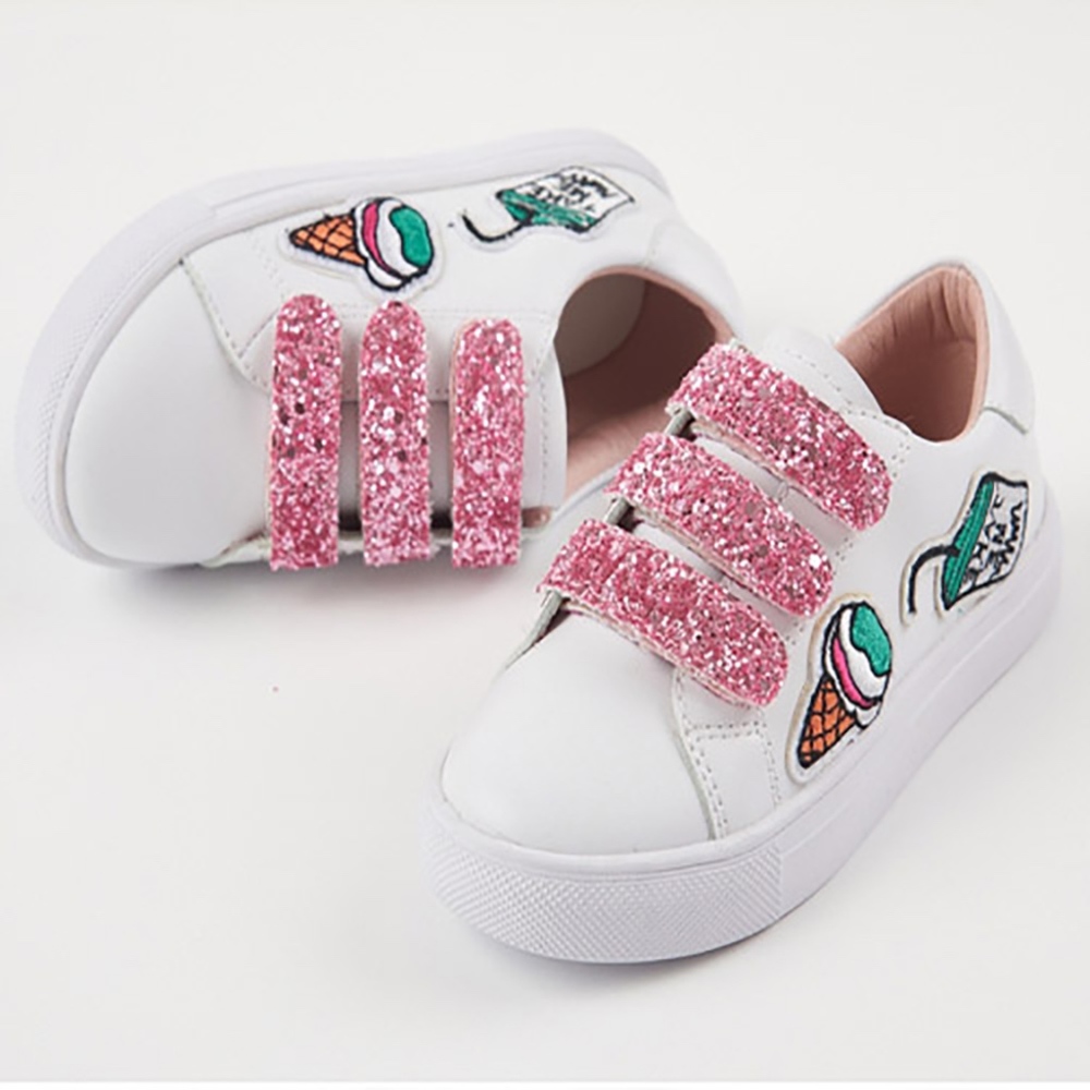 Toddler Girls Pink Glitter Velcro Sneakers - Picture 2 of 8